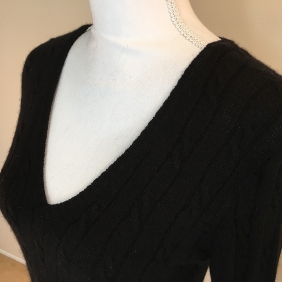 J. Crew Cable Knit Cashmere Blend V-Neck Sweater - Picture 3 of 5